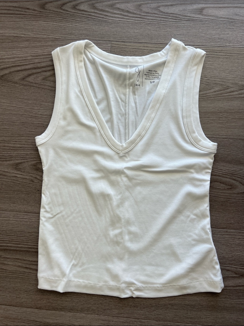 Joie Cream Ribbed V-Neck Tank Top